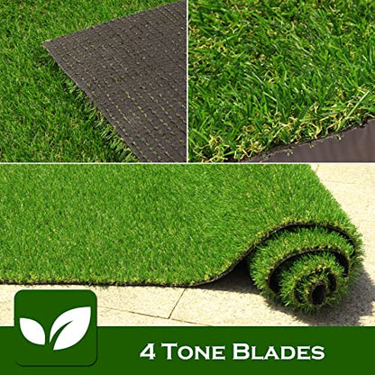 AYOHA Artificial Turf Grass 1' x 9' with Drainage, 0.8 Inch Realistic Fake Grass Rug Indoor Outdoor Lawn Landscape for Garden, Balcony, Backyard, Patio, Synthetic Turf Mat for Pet Dogs, Customized - size: 1 ft x 9 ft