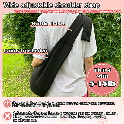 NATUYA Pet Dog Sling Carrier - Dog Sling with Net Bag for Carrier Dogs Cats-Hands Free Pet Bag-Buckle net Pocket pet Bag (Black) - color: Black