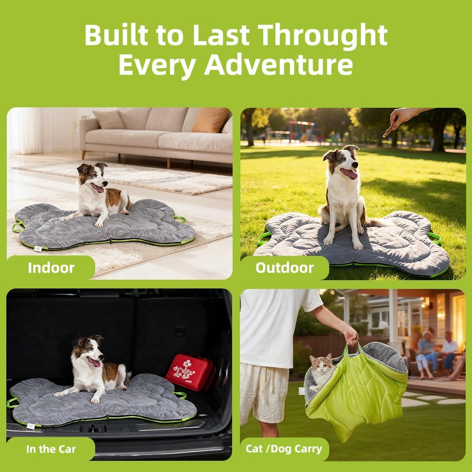 Outdoor Dog Bed for Car Travel Dog Bed Mat - Portable Foldable Reversible Pet Mat, Washable All-Season Cooling Mat for Dogs Camping, Car, Indoor & Outdoor Double-Sided Anti-Grabbing