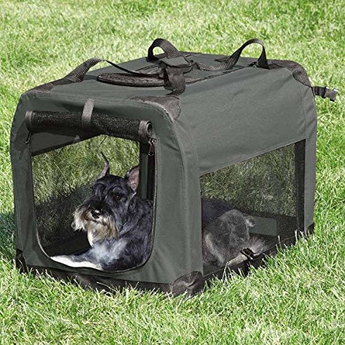 Guardian Gear Soft Sided Charcoal Collapsible Crates for Dogs Mesh Window Panels(X-Large 48"x31"x31") - color: grey