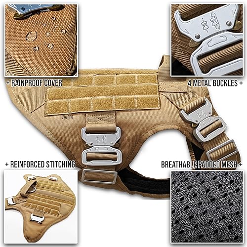 Pets ProMax Tactical Dog Harness – Military-Grade, All-Metal Buckles, No Plastic, Waterproof Vest with Control Handle – No-Pull, No-Choke Design for Small Dogs (Red, S) - color: Red, size: Small (S)
