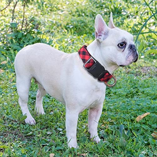 Ladoogo Reflective Dog Collar Padded with Soft Neoprene Breathable Adjustable Nylon Dog Collars for Small Medium Large Dogs (X-Small (Pack of 1), Red Plaid Collar+Leash) - color: Red Plaid Collar+Leash, size: X-Small (Pack of 1)