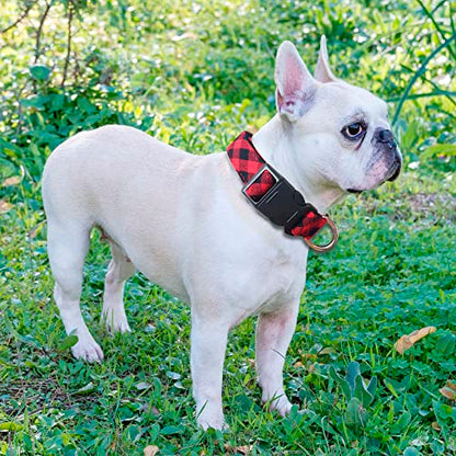Ladoogo Reflective Dog Collar Padded with Soft Neoprene Breathable Adjustable Nylon Dog Collars for Small Medium Large Dogs (X-Small (Pack of 1), Red Plaid Collar+Leash) - color: Red Plaid Collar+Leash, size: X-Small (Pack of 1)