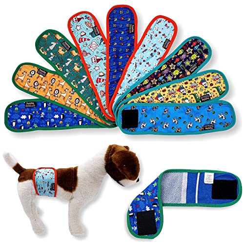 Pack of 9 Dog Belly Band Puppy Diapers Male Boy Belly Wrap Reusable Washable for Small Dog Breeds (L: Waist 15" - 17", Pack of 9 Colors) - color: Pack of 9 Colors, size: L: Waist 15" - 17"
