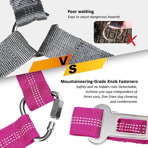 Removable Dog Seat Belt Harness for Car, 3 in 1 Pet Dog Car Seatbelt Leash, Retractable Restraint Secures to Vehicle Headrest & Adjustable Reflective Bungee Dog Seatbelt Tether, Rose - color: 2PCS Rose