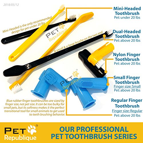 Pet Republique Dog Finger Toothbrush Set of 3 - Dental Hygiene Brushes for Small to Large Dogs, Cats, and Most Pets - Small Size Finger Opening - size: 3 Count (Pack of 1)