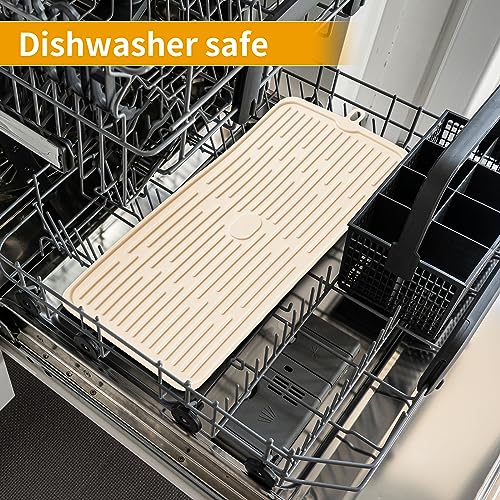 Ptlom Pet Placemat for Dog and Cat, Anti-Slip Waterproof Dogs Feeding Mat Prevent Food and Water Overflow, Bowl Mats Suitable for Medium and Small Pets, Beige, Silicone - color: Beige
