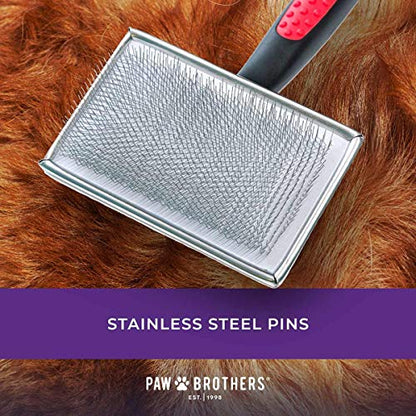 Ryan's Pet Supplies Paw Brothers Flat Slicker Brush for Dogs, Dog Brush for Short Haired Dogs, Professional Grade, Coated Tips, Gentle on Skin, Maximum Coverage, Mini/Small - size: Small