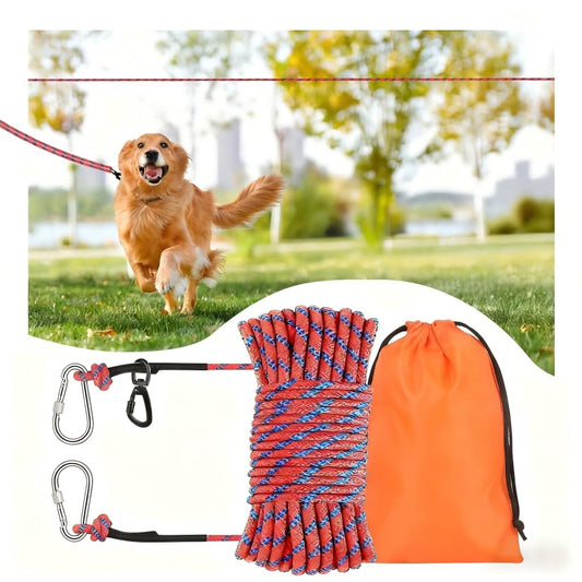 100ft Dog Leash, Long Leash for Dogs Outside, Dog Tie Out Cable, Lead for Camping, Tether for Yard, Line (Red) - color: Red, size: 100FT
