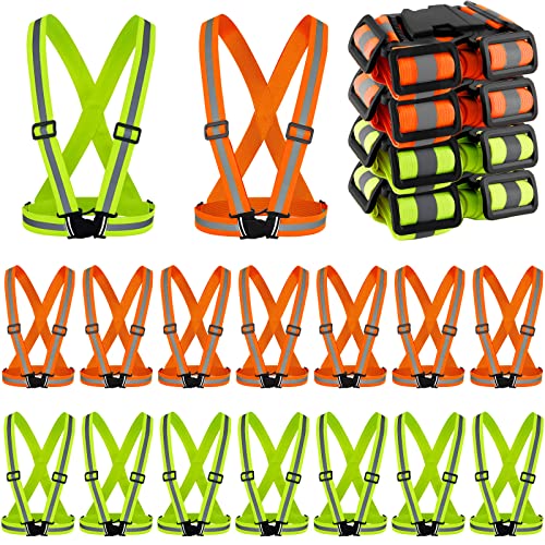 Hercicy 30 Pcs Reflective Vest High Visibility Safety Vests, Adjustable Running Gear Straps Lightweight Reflector for Construction (Orange,Green) - color: Orange, Green