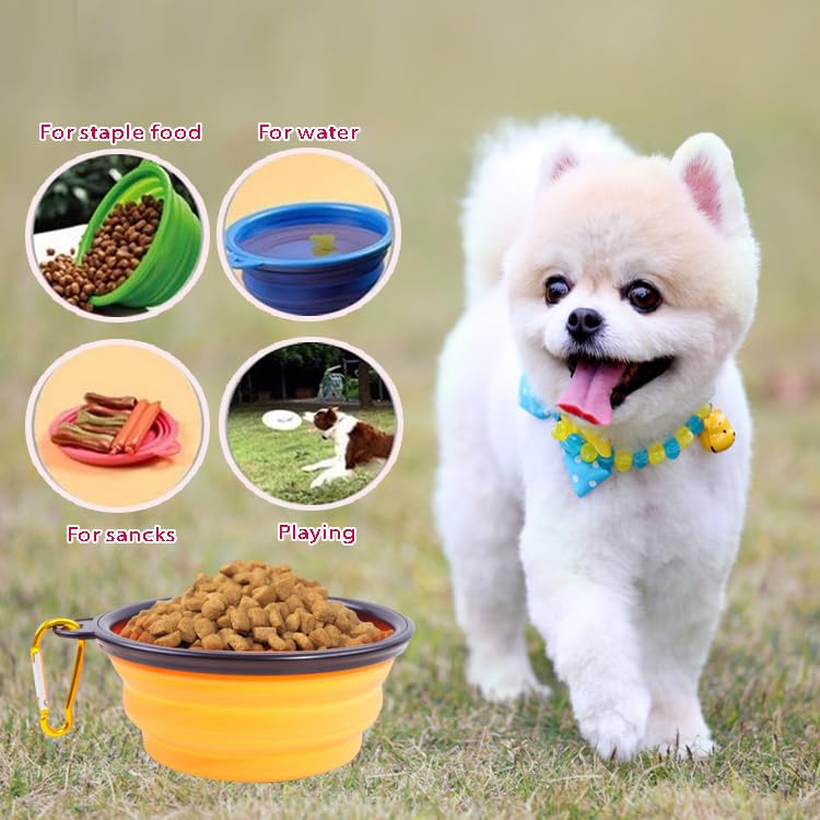 Collapsible Portable Silicone Big Dog Bowls,2 Pack,34 oz/Each Bowl,Silicone Basic Bowl with Plastic Rim and D-Ring,Foldable Travel pet Feeder,Portable Basic Bowl for Dog (Blue) - color: blue
