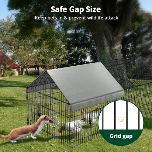 PawGiant Chicken Coop, 86"x40"x40" Chicken Run Pen for Yard with Cover Outdoor Metal Portable Chicken Tractor Cage Enclosure Crate Outside for Small Animals Duck Rabbit Hen - size: 86.0"L x 40.0"W x 38.5"H