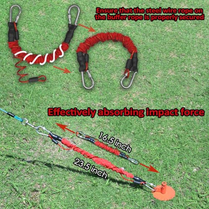 Heavy Duty Dog Tie-Out Bungee Cord, Shock Absorbing Elastic Buffer Extension with Dual Locking Carabiners, Red Stretch Leash for Outdoor Stake, Yard, Camping & Large Dogs