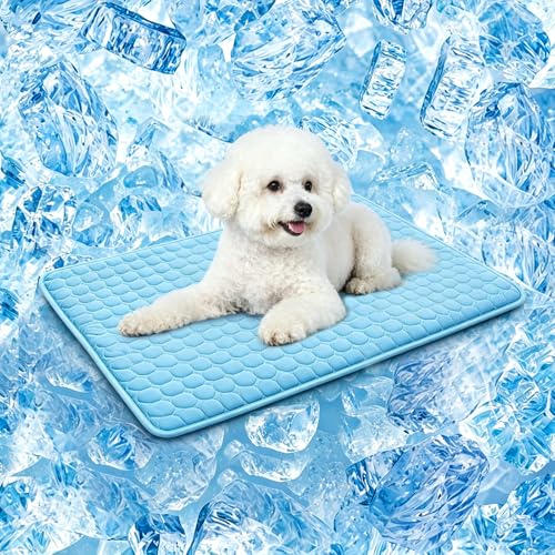 SOMOYA Dog Cooling Mat,Upgraded Arc-Chill Non-Slip Washable Cool Pad | Cooling Mat for Dogs Q-Max 0.4 Breathable Washable,Foldable,Suit for Indoor Outdoor Summer Use for Cats Dogs - color: Blue, size: 22x27 in