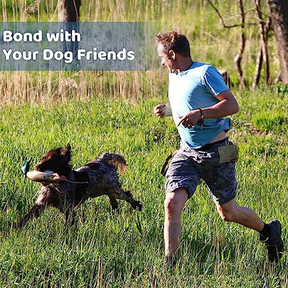 cambk Dog Treat Pouch Training Kit for Keychain, Small Puppy Treat Bag with Clip for Leash on the go, Hands Free Auto Closure Pouches with Dog Clicker and Silent Whistle for Pet Training
