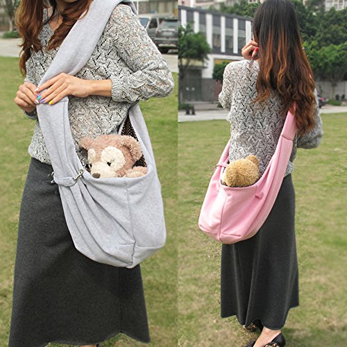 Pet Sling Carrier Bag Travel Tote for Cats Dogs, Up to 16 lbs (Gray) - color: Gray
