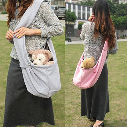 Pet Sling Carrier Bag Travel Tote for Cats Dogs, Up to 16 lbs (Gray) - color: Gray