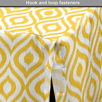 Lunarable Yellow Dog Crate Cover, Geometric Pattern with Ogee Shapes Waves and Curves Design Modern Boho Print, Easy to Use Pet Kennel Cover for Cats & Medium Dogs, 24 Inch, Yellow and White - color: Yellow and White, size: 24 Inch