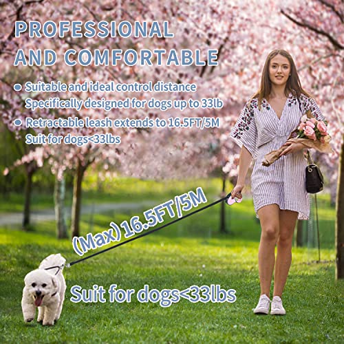Retractable Dog Leash,[Strong Nylon Tape][One-Handed One Button Lock] for Small Medium Dogs and Cats,16ft Pet Walking Leash with 360°Tangle-Free Design,Anti-Slip Handle,Gift Package (Light Blue) - color: Light Blue