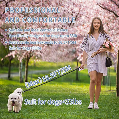 Retractable Dog Leash,[Strong Nylon Tape][One-Handed One Button Lock] for Small Medium Dogs and Cats,16ft Pet Walking Leash with 360°Tangle-Free Design,Anti-Slip Handle,Gift Package (Light Blue) - color: Light Blue