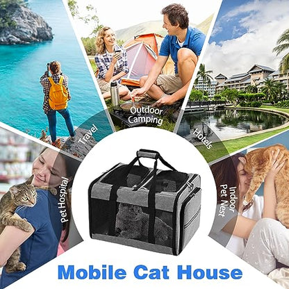 Portable 2-in-1 Pet Carrier,Double Compartment Cat & Dog Carrier for 2 Cats,Expandable Medium Dogs Large Cat Carrier with Sturdy Base,Breathable,Good for Traveling Walking Camping（Grey） - color: Grey
