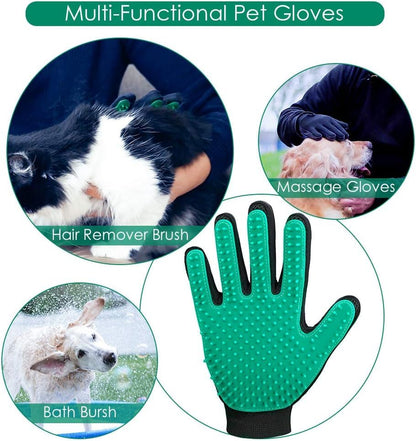 Pet Hair Remover Glove - Gentle Pet Grooming Glove Brush - Deshedding Glove - Massage Mitt with Enhanced Five Finger Design - Perfect for Dogs & Cats with Long & Short Fur - 1 Pack (Right-hand), Green - color: Green