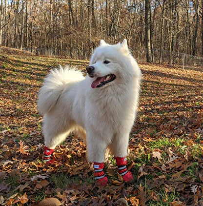 Dog Shoes, URBEST Waterproof Dog Boots, Christmas Warm Lining Nonslip Rubber Sole for Snow Winter (M, Red) - color: Red, size: M