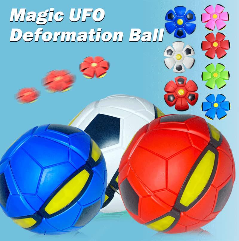 UFO Magic Ball,Portable Glowing Flying Toys Creative Fly Saucer Stomp Magic Balls,Decompression Flying Flat Throw Disc Balls Toy for Childrens Outdoor Sports Kids Gift (Football White)