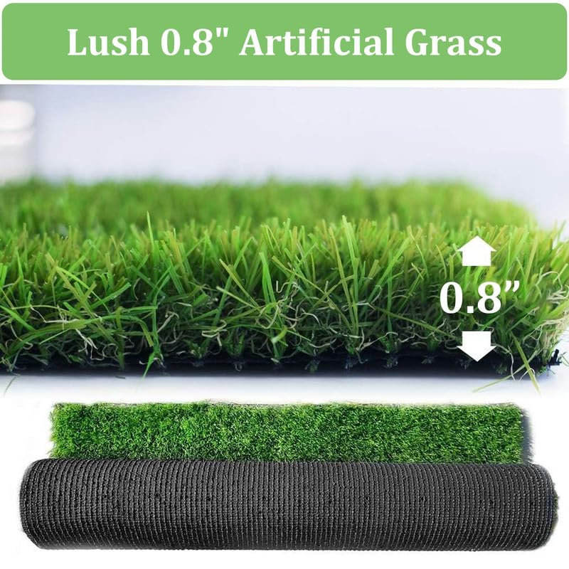 Realistic Artificial Grass Turf Mat 1 Ft X 11 Ft, 0.8” Pile Height Synthetic Fake Green Lawn Rug with Drainage Holes, Pet Dog Turf for Indoor Outdoor Patio Garden Balcony, Custom - size: 1 X 11 Feet