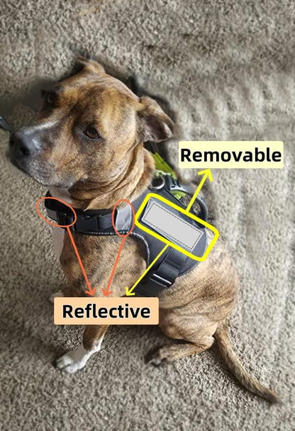 Dog Harness with Handle - No Pull Heavy Duty Dog Harness Reflective Vest for Medium Sized Dogs Tactical Training Walking, Easy Walk Harness Adjustable Removable Service Harnesses, L Black - color: Black, size: L