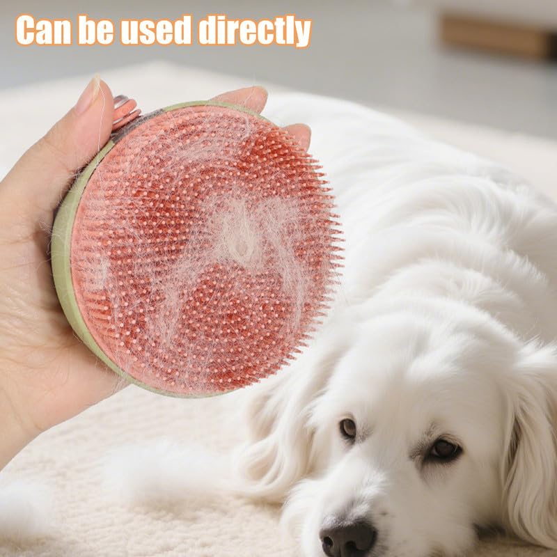 2-in-1 Pet Shampoo Dispenser & Grooming Brush, Soft Bristle Bathing Massage Brush for Shedding Reduction & Deep Cleaning, Gentle for Long & Short Hair Dogs Cats - color: Gray
