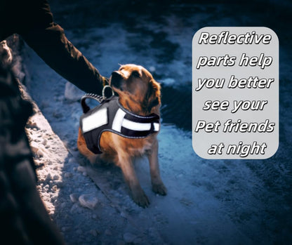 Dog Harness with Handle - No Pull Heavy Duty Dog Harness Reflective Vest for Medium Sized Dogs Tactical Training Walking, Easy Walk Harness Adjustable Removable Service Harnesses, L Black - color: Black, size: L