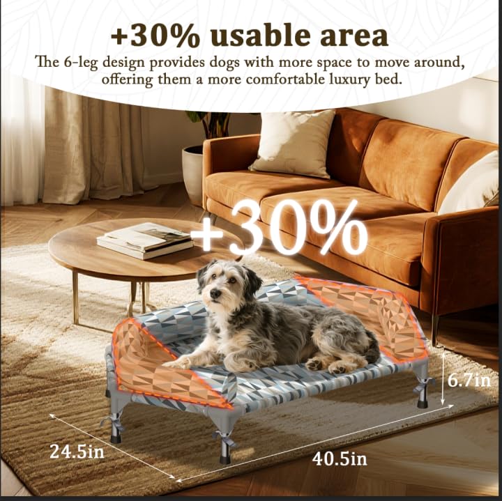 Orthopedic Dog Bed - Beds Bolster,Cooling Elevated Dog Beds with Metal Frame,Raised Dogs Bed,Easy to Assemble,Up to 80 lbs,Medium - size: Bolster M
