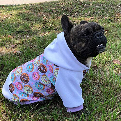 Purple Puppy Dog Hoodies for Small & Medium Dogs - Christmas Hooded Sweatshirt with Pocket Pet Cat Hoody Clothes Sweaters Fleece Coat Dog Costume Winter - color: Purple Donut, size: Large