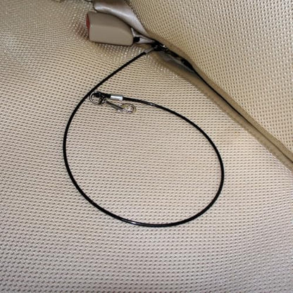 Mogoko Pet Dog Car Seat Belt Restraint, Coated Stainless Steel Chew Proof Dog Vehicle Safety Tether Cable, Double Clip No-Chew Pet Car Leash Lead-24 Inch Black - color: Black, size: 24 inches