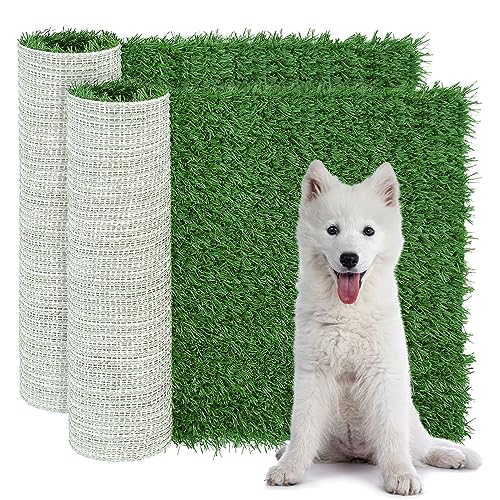 GLOBREEN Artificial Dog Grass Pee Pads 28" X 18" - Large Puppy Training Turf for Potty Tray, Anti Odors Reusable Pet Fake Grass with Drainage, 2 Packs - size: 28"x18"