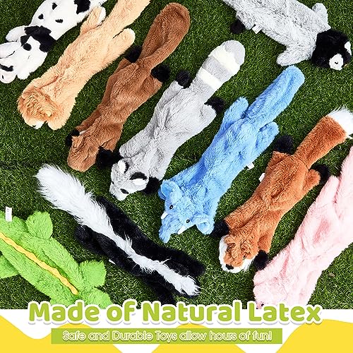 Syhood 10 Pack Dog Squeaky Toys No Stuffing Plush Chew Toy Animals Crinkle Dog Squeaky Toys Durable Stuffingless Puppy Teething Chew Toy with Squirrel Raccoon Skunk for Small Medium Large Breed Chewer