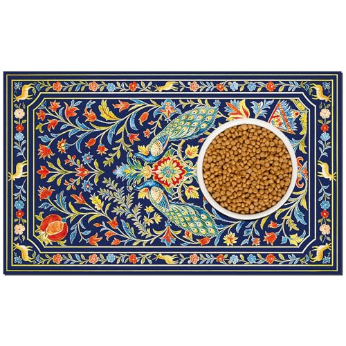 Pet Dog Cat Food Mat, Cute Animal Dog Bowl Mats, 12 * 20 in | Absorbent, Quick Dry, Non Slip Rubber Backing, Cat Placemats Feeding Mat, Floors Indoor Puppy Accessories Supplies - color: Multicolor B, size: 20"L x 12"W