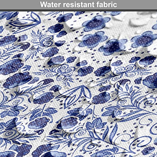 Lunarable Traditional Dog Crate Cover, Circular Flowers and Stripes Ethnic Gzhel Pattern Classic Motifs Art, Easy to Use Pet Kennel Cover for Medium Large Dogs, 36 Inch, Pale Blue - color: Pale Blue, size: 36 Inch