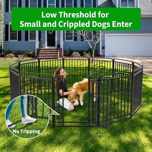 Kfvigoho Heavy Duty Dog Playpen: 12 Steel Panels 40" Height, Square Steel Pipe with Reinforced Crossbars, 27FT 57 Sq.ft Portable Fence for Yard RV Camping, Snowy Black - style: 27"W x 40"H