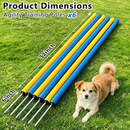 6-Pack Dog Agility Weave Poles with Stakes for Backyard Dog Training - color: SLV-weave 6