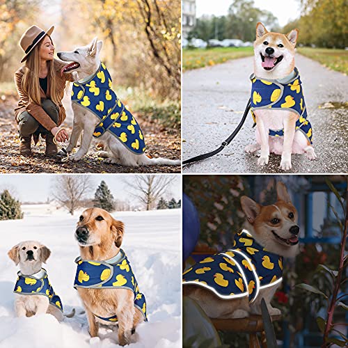 Dog Raincoat for Large Dogs Waterproof Jacket Hooded Rain Coats with Reflective Strips Leash Hole & Poncho Adjustable Fit (Duck,XXL) - color: Blue Duck, size: XX-Large