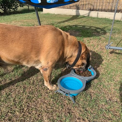 Loving Pets 73807991: Travel Double Diner Dog Bowl, Blue Sm - color: Blue