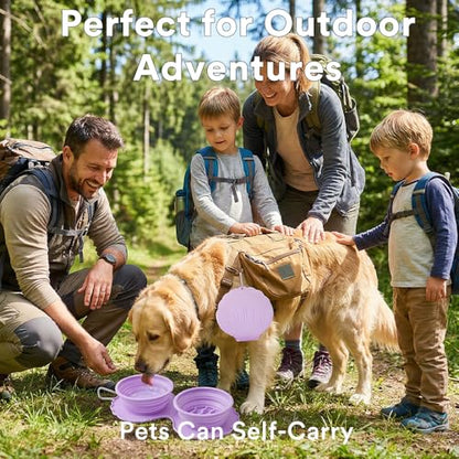 Collapsible Silicone Dog Bowl (Purple) - color: Purple