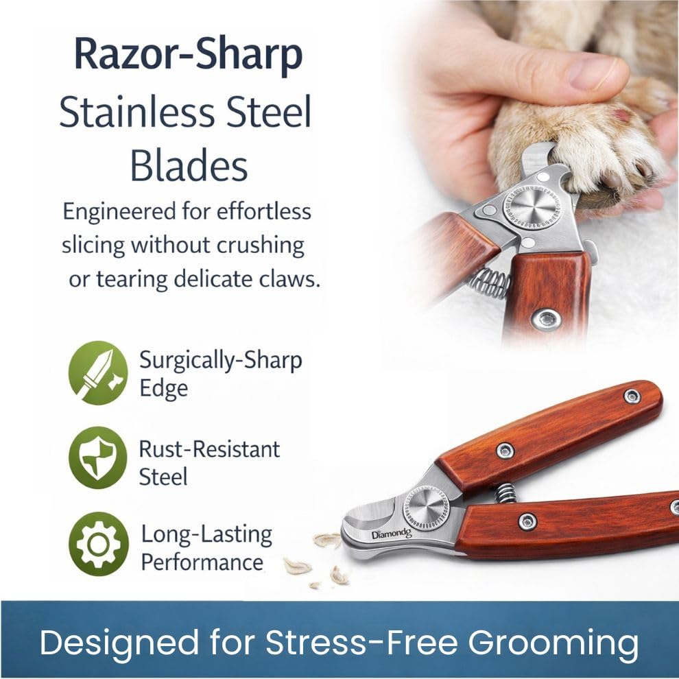 Diamondg Heavy Duty Dog Nail Clipper and Trimmer with Full Length Hardened Steel and Wooden Handle - color: Brown
