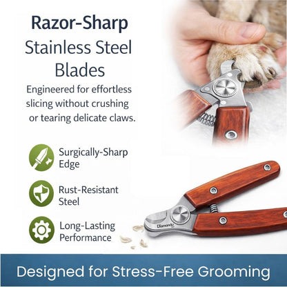 Diamondg Heavy Duty Dog Nail Clipper and Trimmer with Full Length Hardened Steel and Wooden Handle - color: Brown