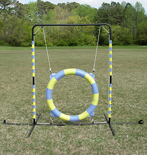 Agility Tire Jump - Double Walled Inflatale Tires with a Metal Frame Setup for Competition and Training - color: Blue-Yellow