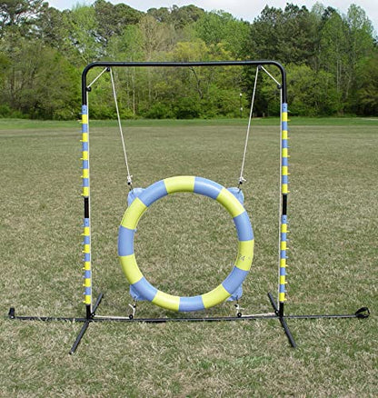 Agility Tire Jump - Double Walled Inflatale Tires with a Metal Frame Setup for Competition and Training - color: Blue-Yellow