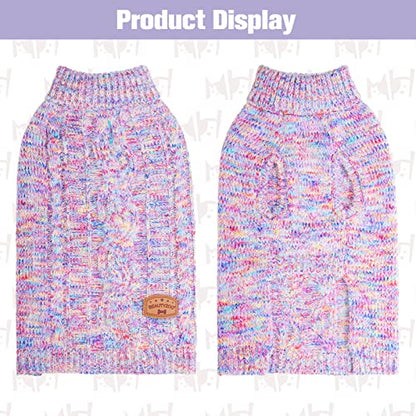 BEAUTYZOO Small Dog Sweater -Turtleneck Pullover Classic Cable Knit Fuzzy Winter Coat Dog Cold Weather Clothes for Small Medium Dogs Puppy Girl Boys(Rainbow Pink, XXS) - color: Gradient Pink, size: XXS (Back: 8", Chest: 10", Neck: 8")