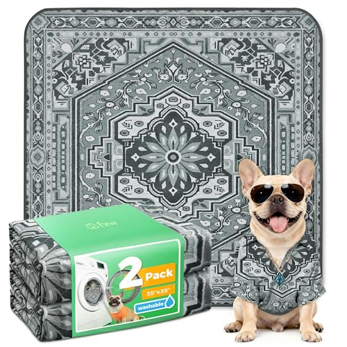 FXW Washable Pee Pads for Dogs, Puppy Pads with Super Absorbent, Specifically Designed for Potty Training, 35" Square, Boho Grey, 2 Packs - color: Boho Grey, size: 35" Square (2 Packs)